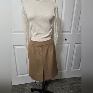 Ann Taylor Cream Top and Tan Skirt Set